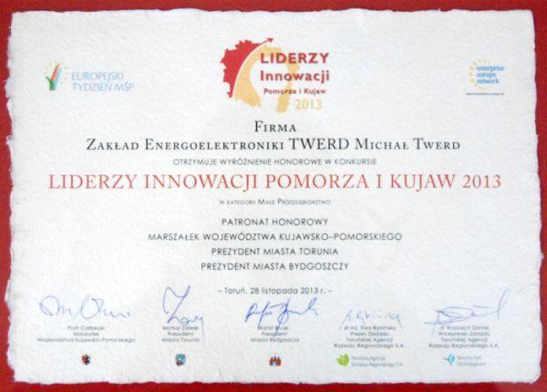 dyplom Liderzy Innowacji