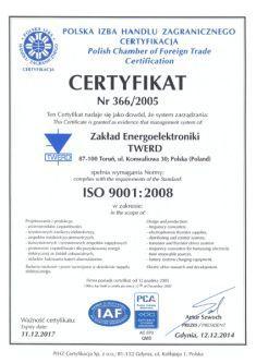 Сертификат соответствия ISO 9001:2008